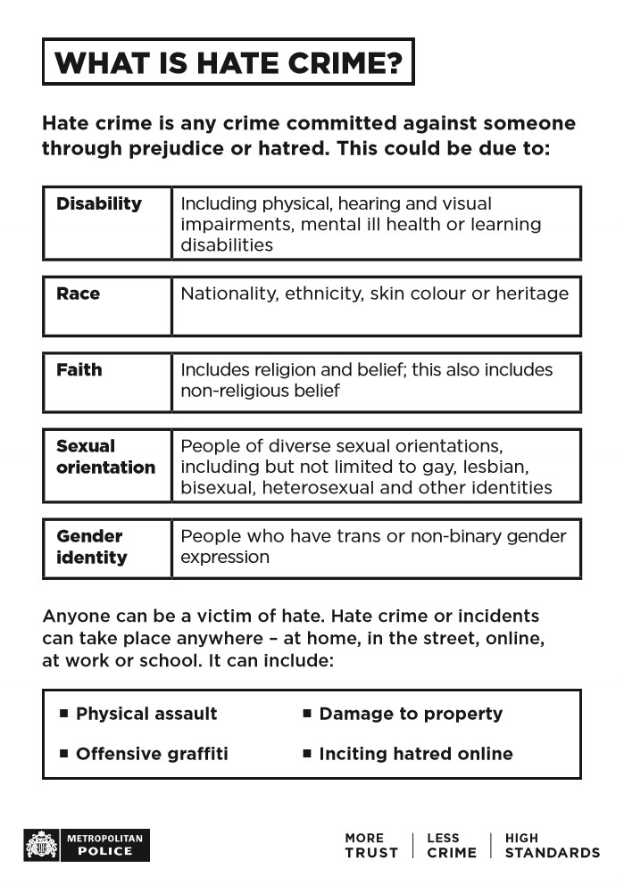 Met Police hate crime leaflet