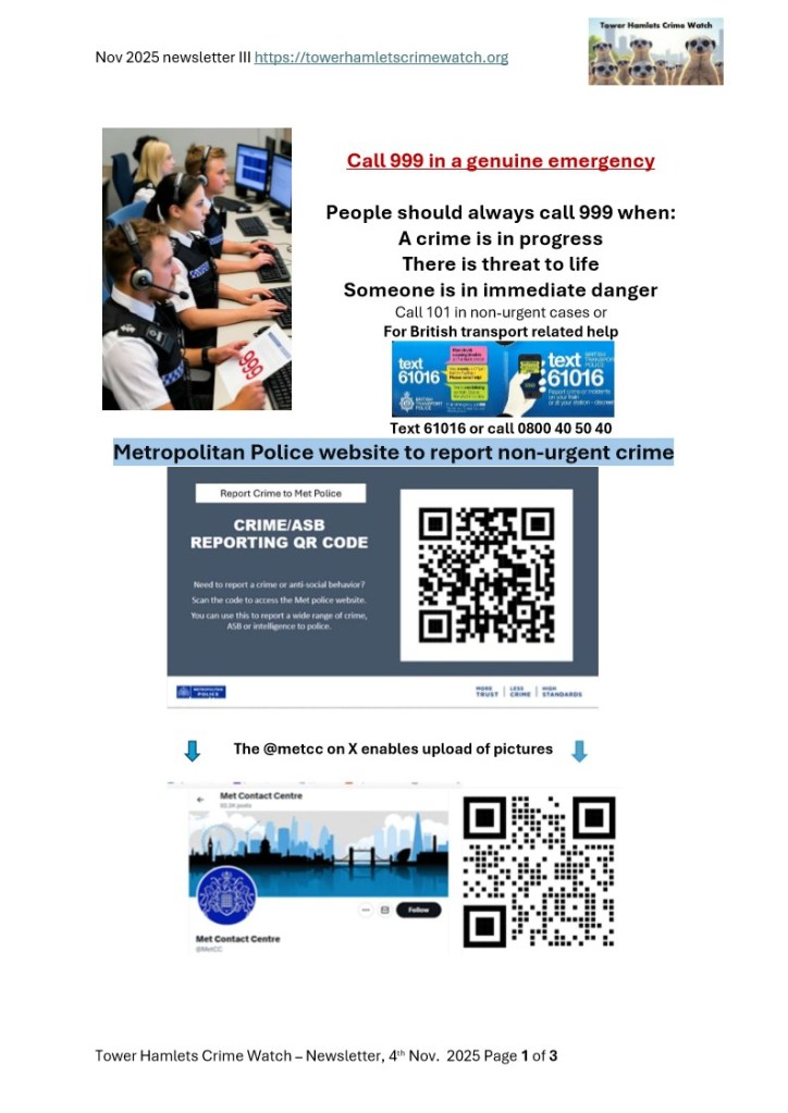 report to Met Police and British Transport Police methods. 